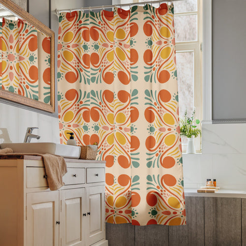 Bold Citrus Shower Curtain mockup 1 pattern preview