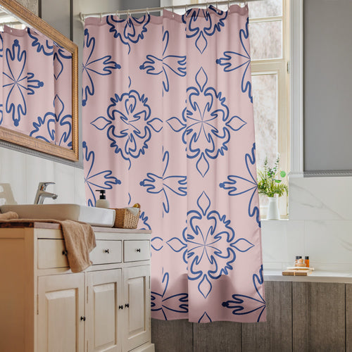 Cobalt Tulip Shower Curtain mockup 1 pattern preview
