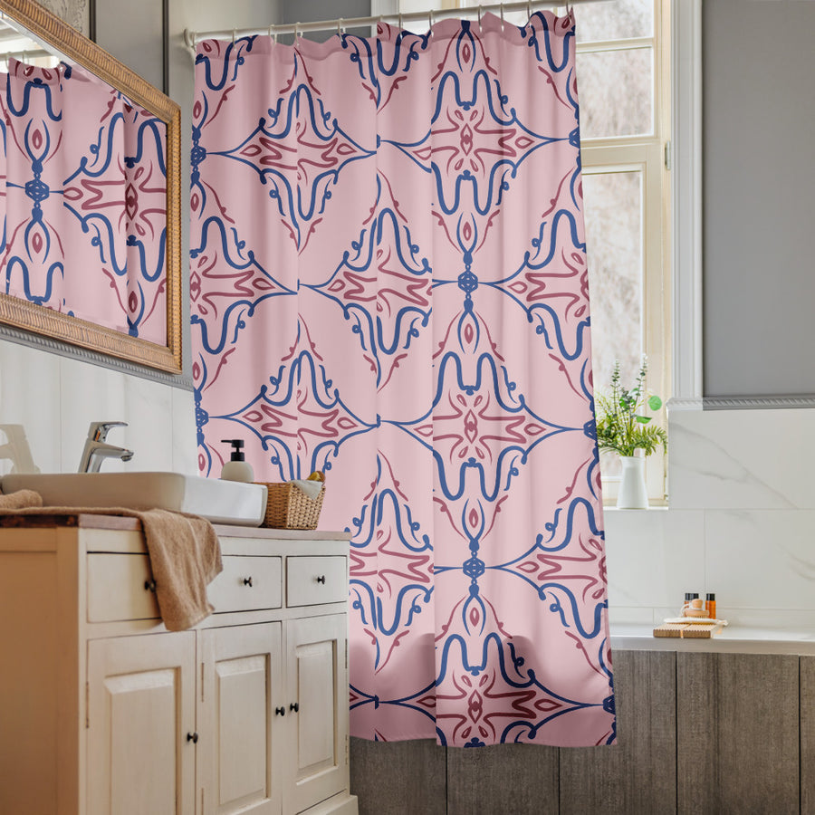 Butterfly Vine Shower Curtain mockup 1