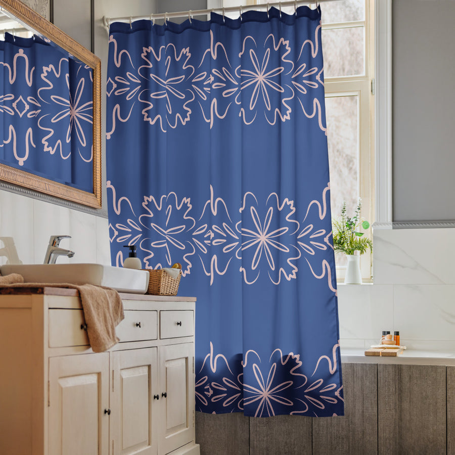 Leaf Damask Shower Curtain mockup 1