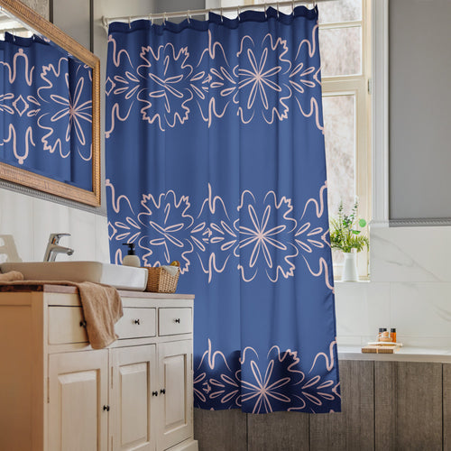 Leaf Damask Shower Curtain mockup 1 pattern preview