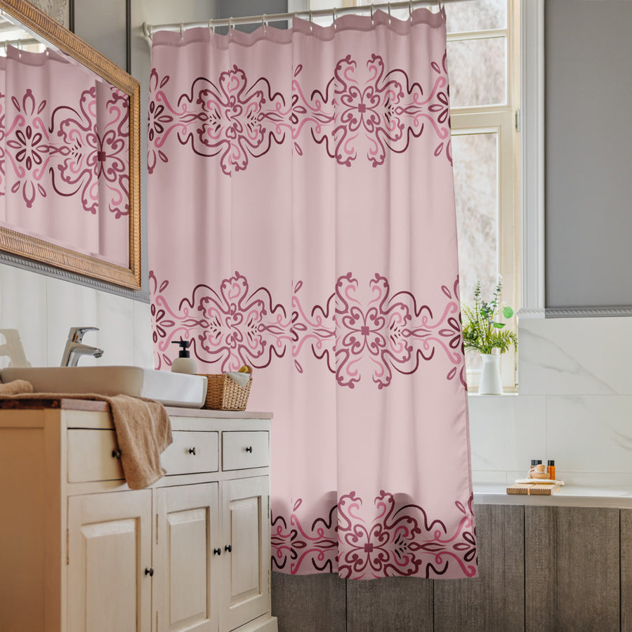 Rose Band Shower Curtain mockup 1