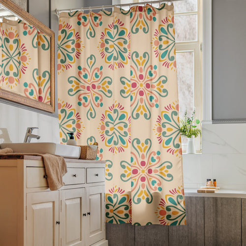 Festival Medallion Shower Curtain mockup 1 pattern preview