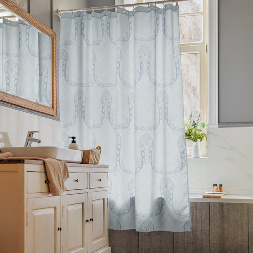 Misty Damsel Curtains Closed Shower Curtain mockup 1 pattern preview