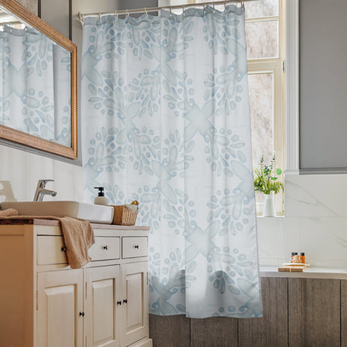 Misty Damsel Only Us Shower Curtain mockup 1 pattern preview