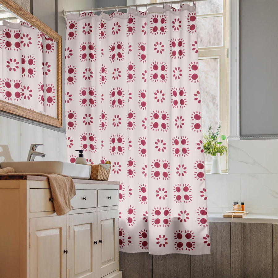 Alison High Noon Shower Curtain mockup 1