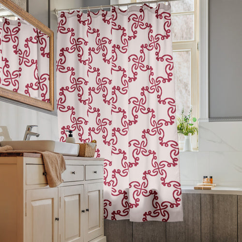 Alison Tangled Twirls Shower Curtain mockup 1 pattern preview