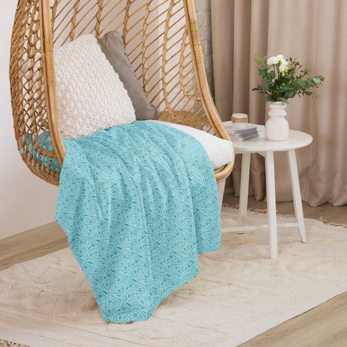 Aqua Vine Scatter Sherpa Blanket mockup 1 pattern preview