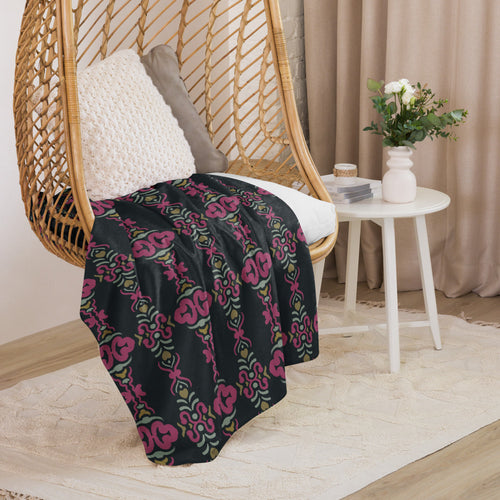 Magenta Baroque Sherpa Blanket mockup 1 pattern preview
