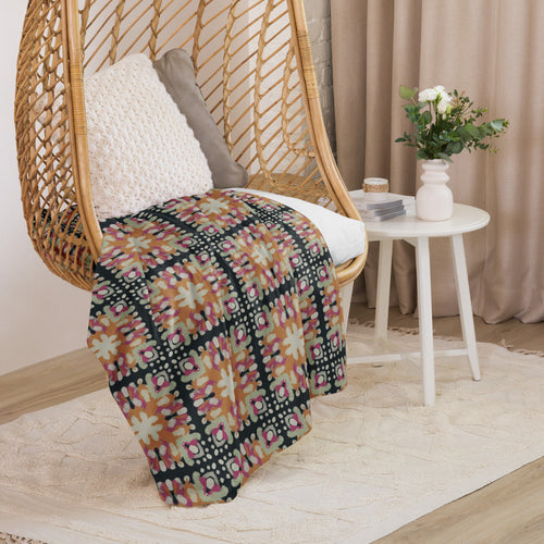 Inkblot Medallion Sherpa Blanket mockup 1 pattern preview