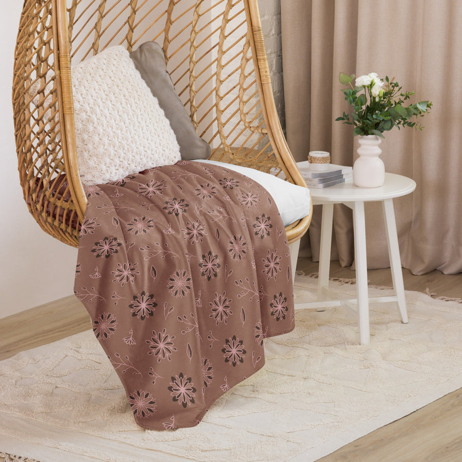 Mocha Botanical Sherpa Blanket mockup 1