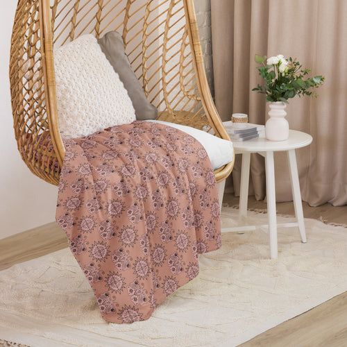 Mocha Butterfly Eye Sherpa Blanket mockup 1 pattern preview