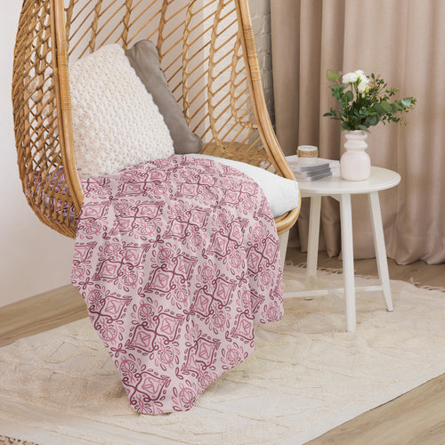 Rose Damask Sherpa Blanket mockup 1 pattern preview