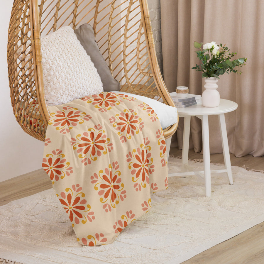 Folk Daisy Sherpa Blanket mockup 1