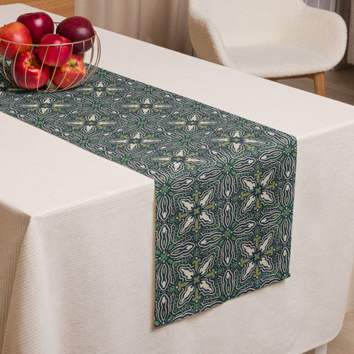 Midnight Folk Tile Table Runner mockup 1 pattern preview