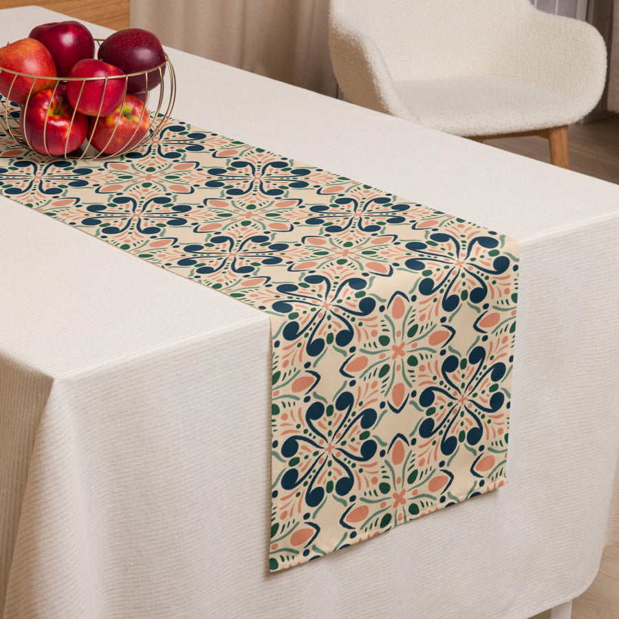 Garden Navy Table Runner mockup 1