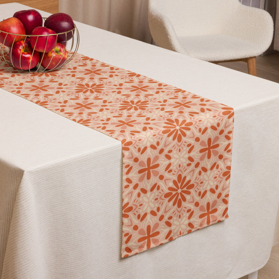 Peach Tonal Bloom Table Runner mockup 1