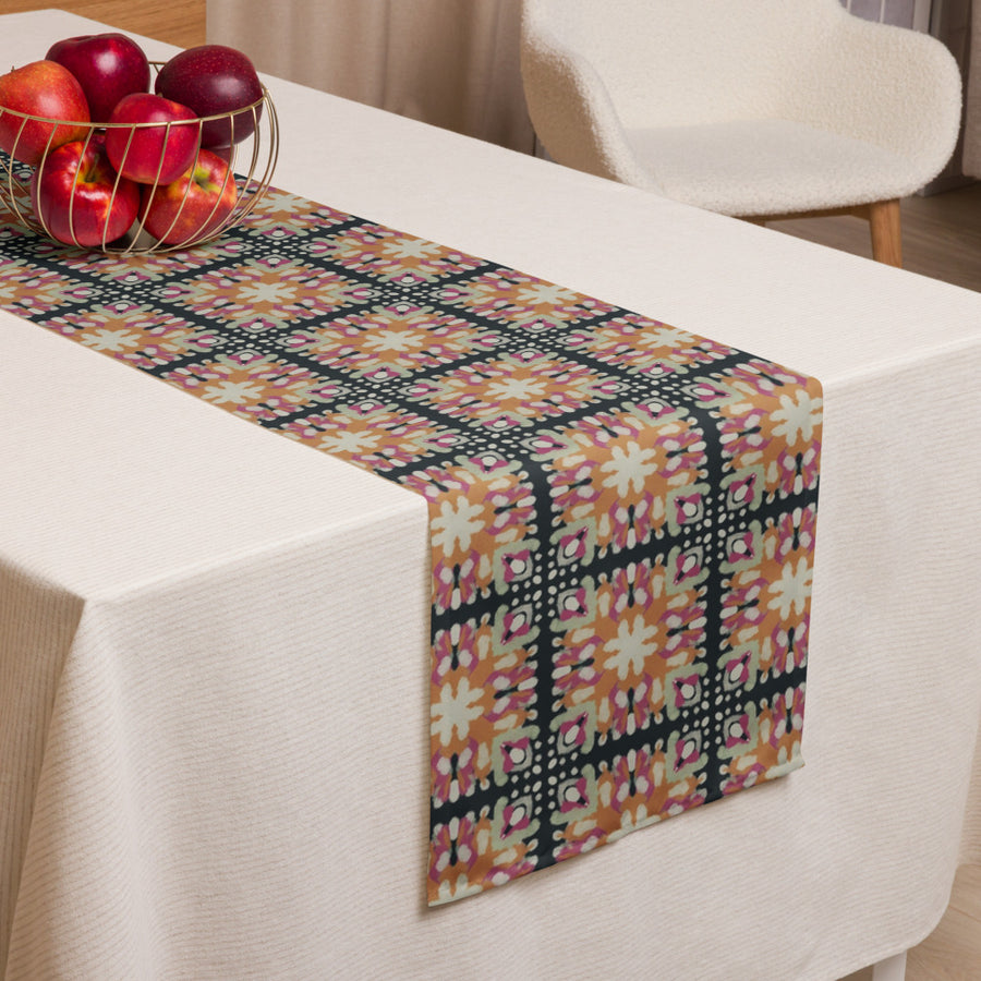 Inkblot Medallion Table Runner mockup 1