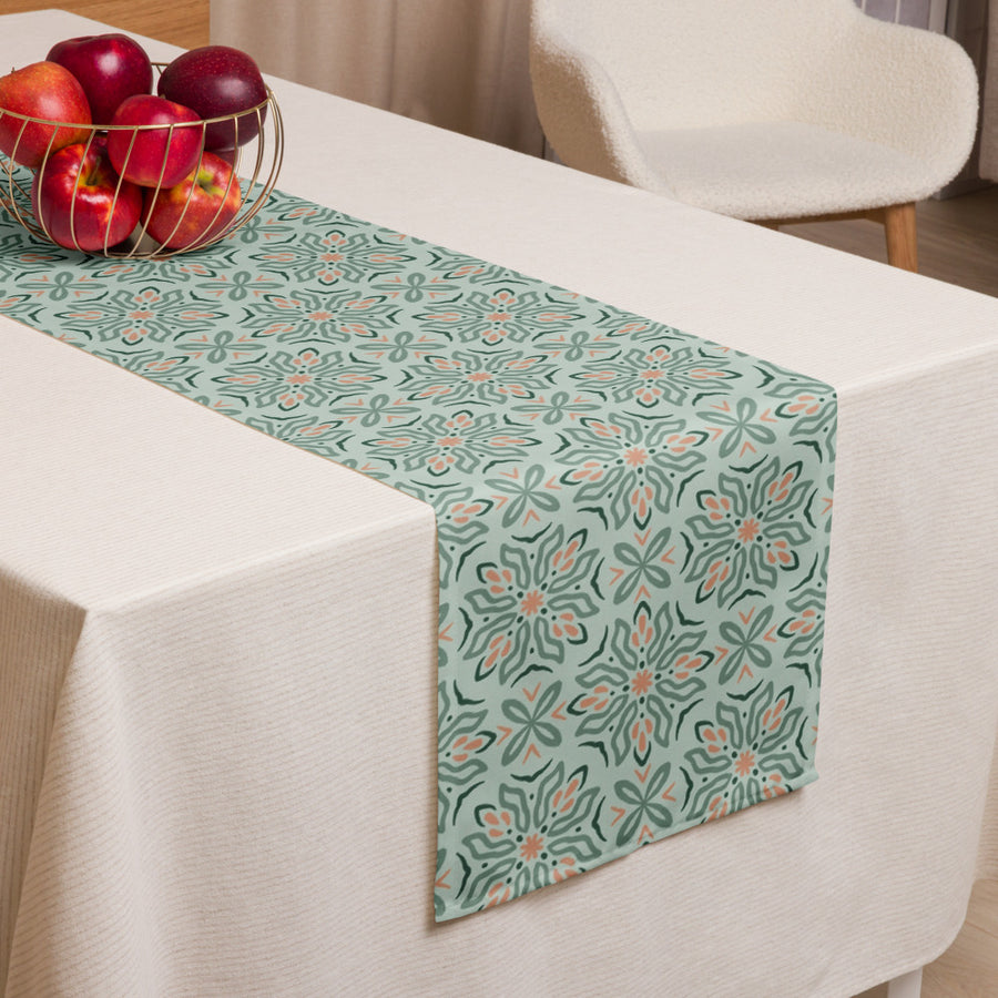 Mint Botanical Table Runner mockup 1