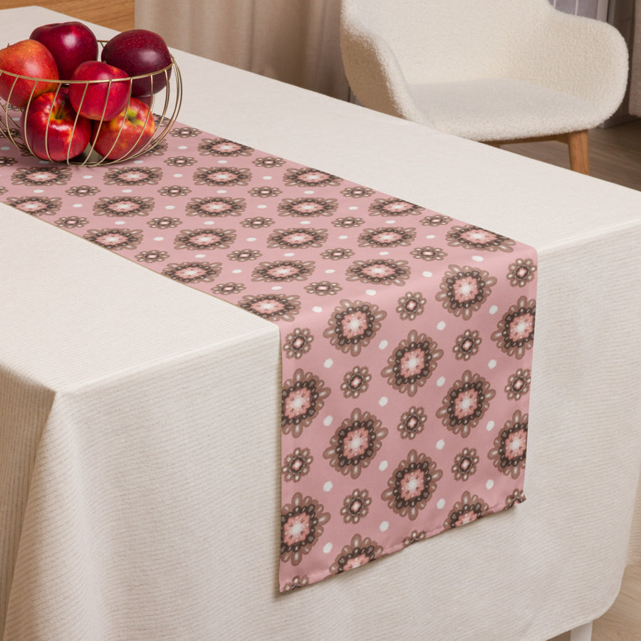 Mocha Medallion Table Runner mockup 1