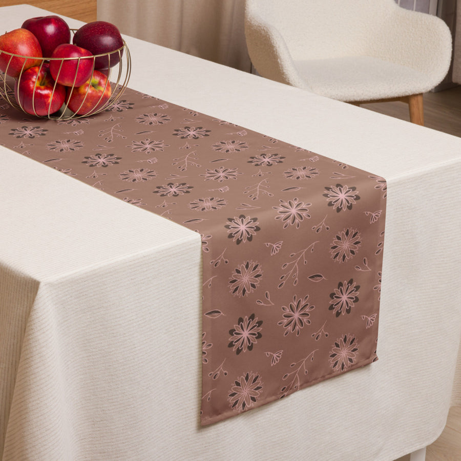 Mocha Botanical Table Runner mockup 1