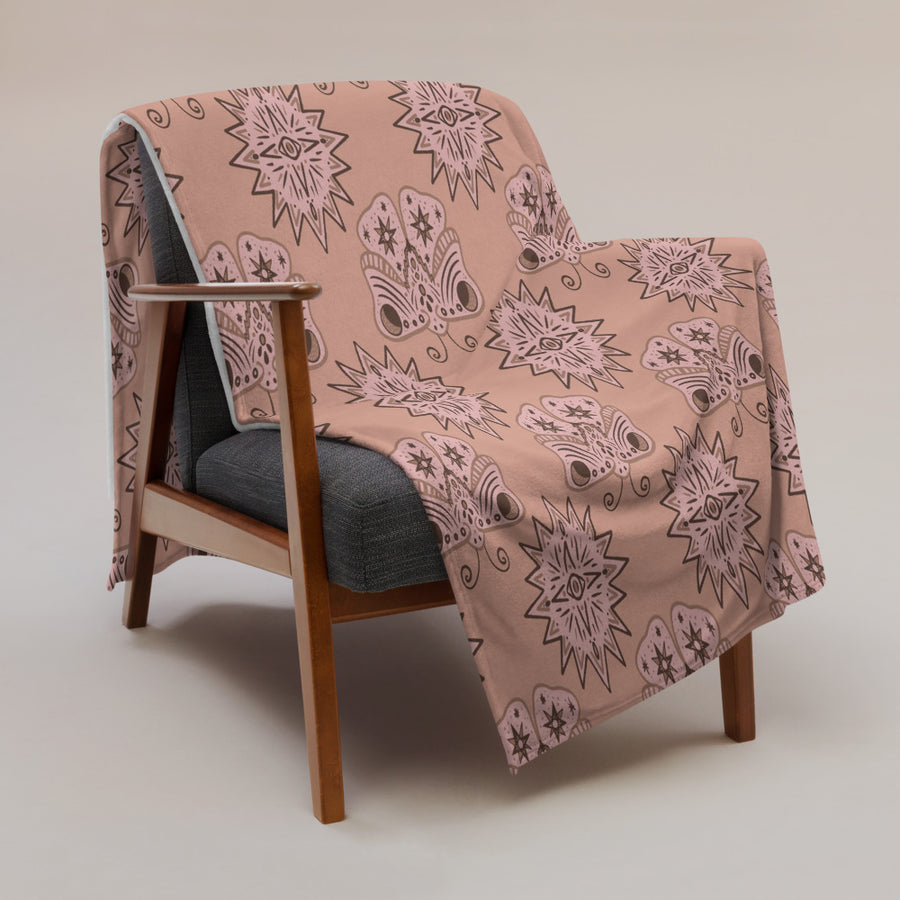 Mocha Butterfly Eye Fleece Blanket mockup 1