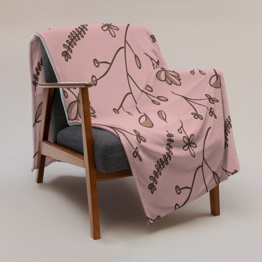 Mocha Sprig Fleece Blanket mockup 1