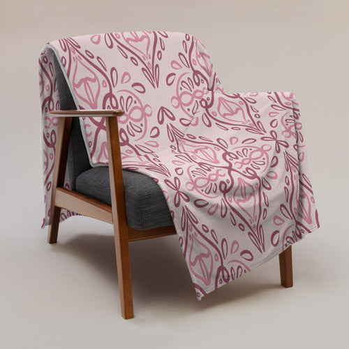 Rose Damask Fleece Blanket mockup 1 pattern preview
