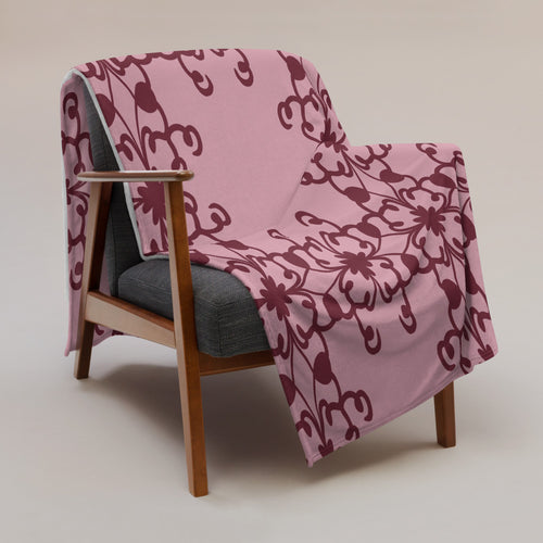 Crimson Scrollwork Fleece Blanket mockup 1 pattern preview