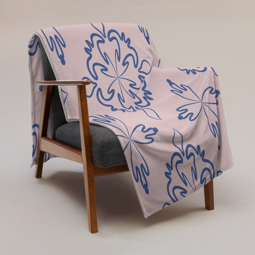 Cobalt Tulip Fleece Blanket mockup 1 pattern preview