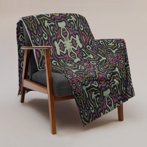 Psychedelic Damask Fleece Blanket mockup 1 pattern preview