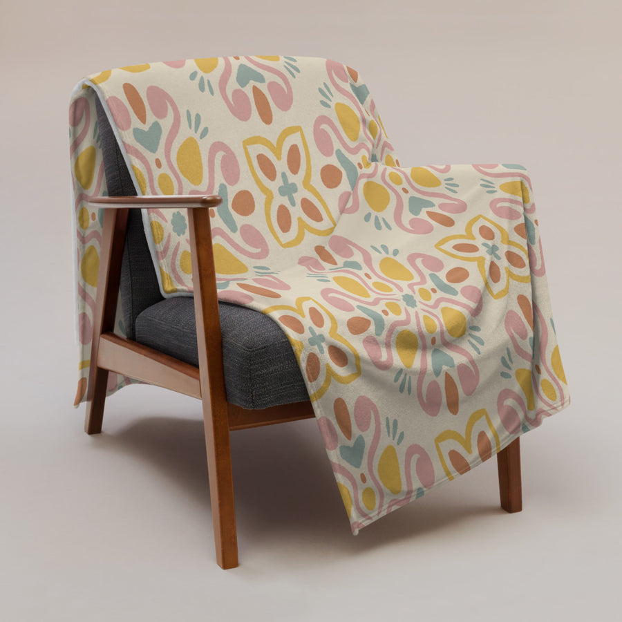 Picnik Bloom Fleece Blanket mockup 1
