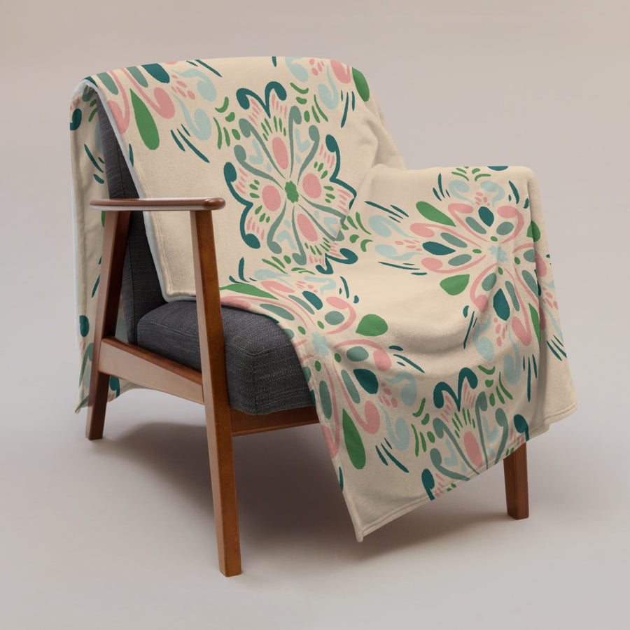 Rose Garden Tile Fleece Blanket mockup 1