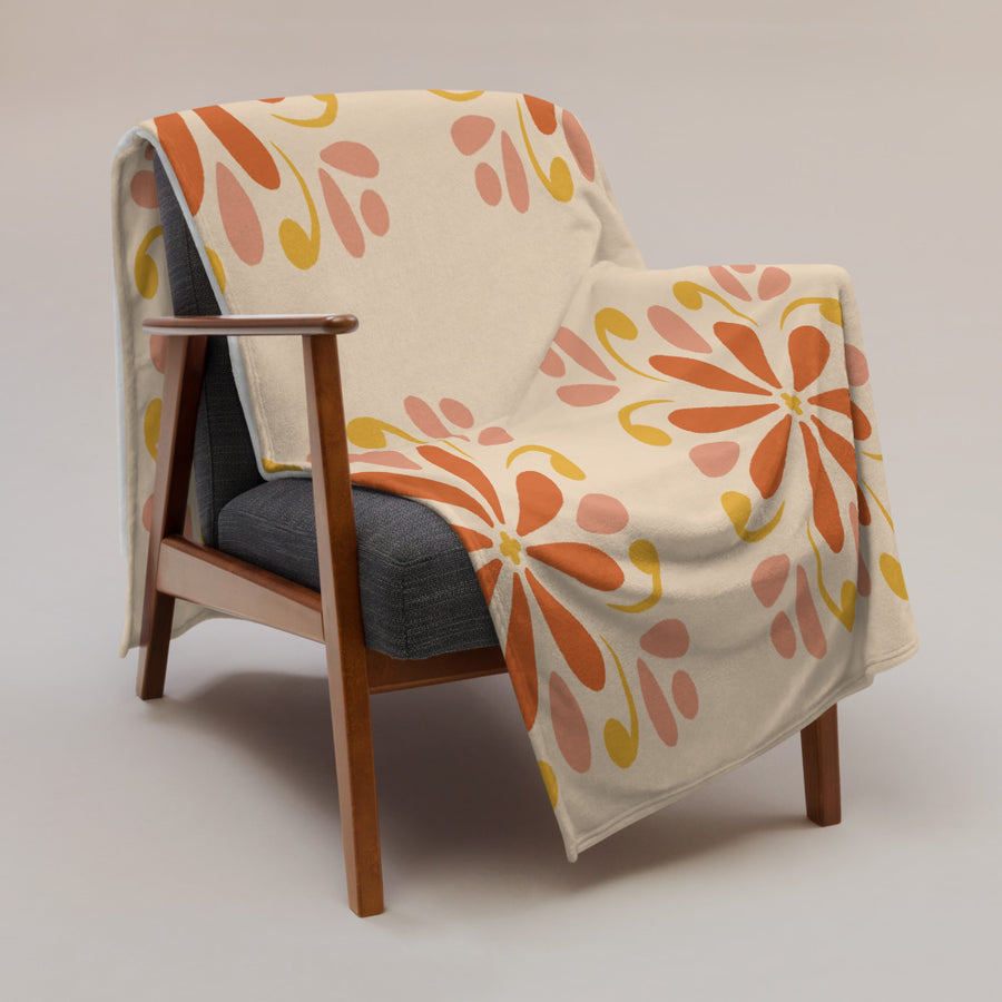 Folk Daisy Fleece Blanket mockup 1