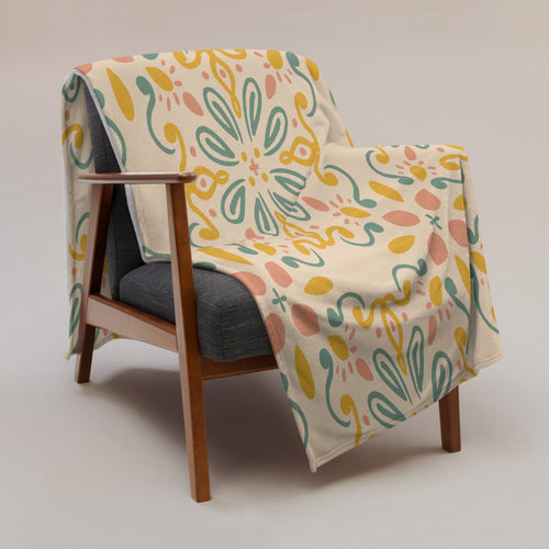 Folk Cross Tile Fleece Blanket mockup 1 pattern preview