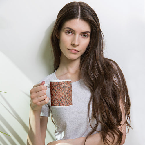 Terracotta Navy Tile Mug mockup 1 pattern preview